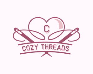 Heart Needle Seamstress logo design