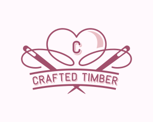 Heart Needle Seamstress logo design