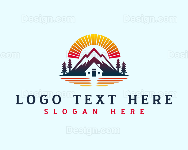 Mountain Cabin Sunrise Logo