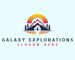 Mountain Cabin Sunrise logo design