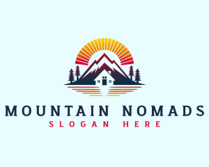 Mountain Cabin Sunrise logo design