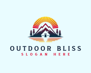 Mountain Cabin Sunrise logo design