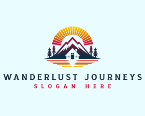 Mountain Cabin Sunrise logo design