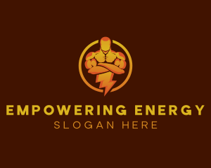 Muscle Lightning Human logo design