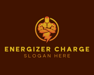 Muscle Lightning Human logo design