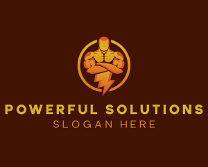 Muscle Lightning Human logo design