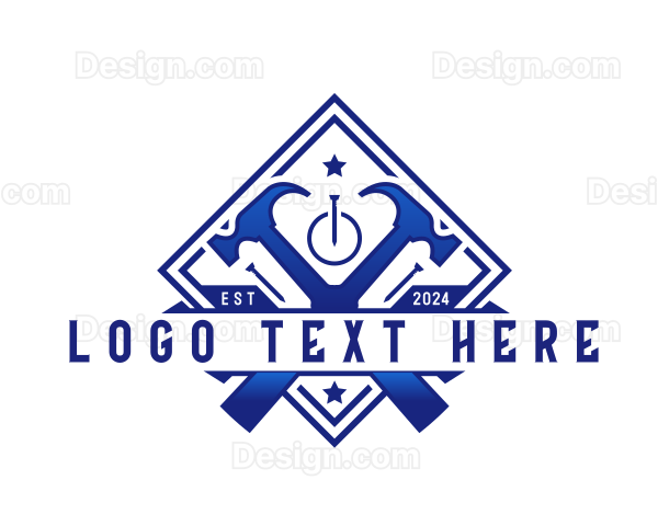 Hammer Nail Industrial Builder Logo