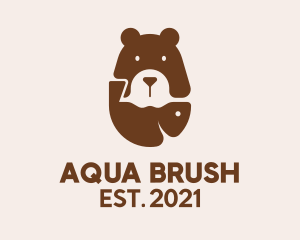 Brown Bear Fishing  logo design