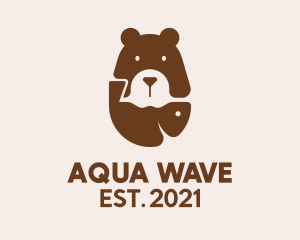 Brown Bear Fishing  logo design