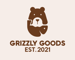 Brown Bear Fishing  logo design