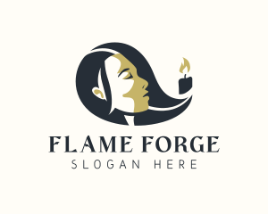 Flame Candle Lady logo design