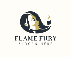 Flame Candle Lady logo design