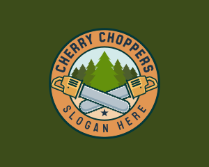 Forest Woodcutting Chainsaw  logo design