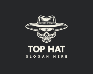 Vintage Cowboy Skull logo design