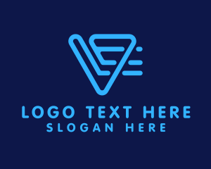 Blue Digital Letter V logo