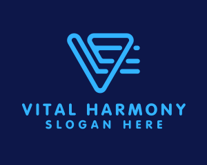 Blue Digital Letter V logo design