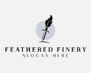 Sword Feather Writing Author logo design