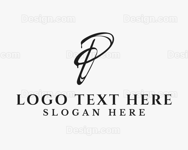 Handwritten Ink Letter P Logo