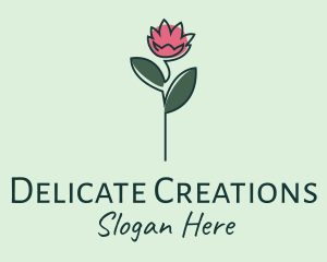 Pink Flower Stalk logo design