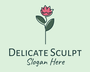 Pink Flower Stalk logo design