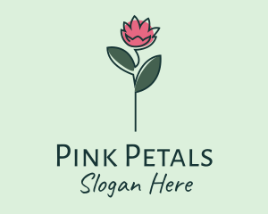 Pink Flower Stalk logo design