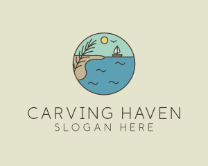 Ocean River Lake Boat logo design