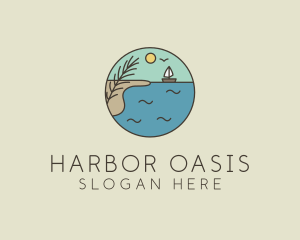 Ocean River Lake Boat logo design