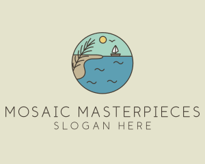 Ocean River Lake Boat logo design