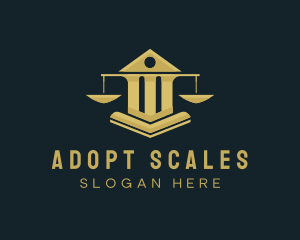 Gold Justice Scale Pillar logo design