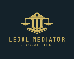 Gold Justice Scale Pillar logo design