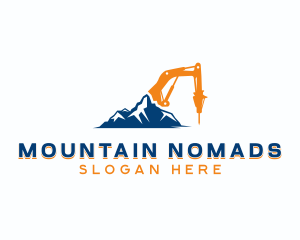 Excavator Drill Construction logo design