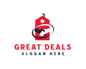 Shopping Tag Handshake / Deal logo design