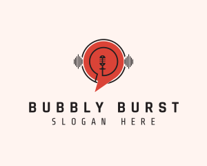 Audio Speech Bubble Podcast logo design