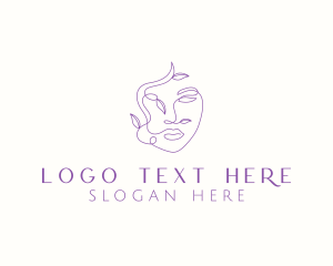 Feminine Face Leaves logo