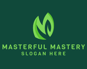 Green Organic Letter M logo design