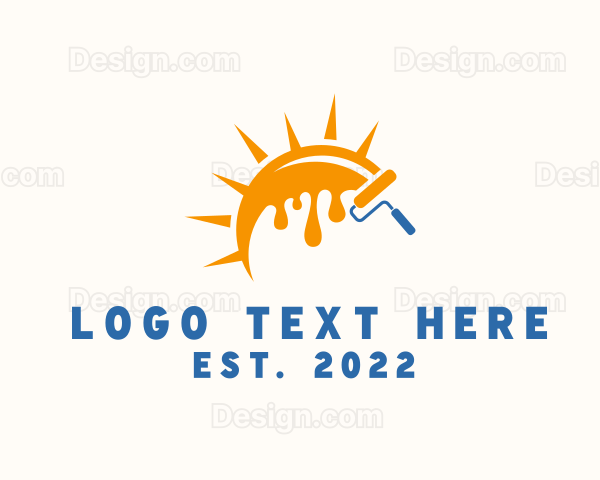 Sun Drip Paint Roller Logo