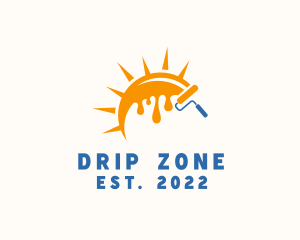 Sun Drip Paint Roller logo design