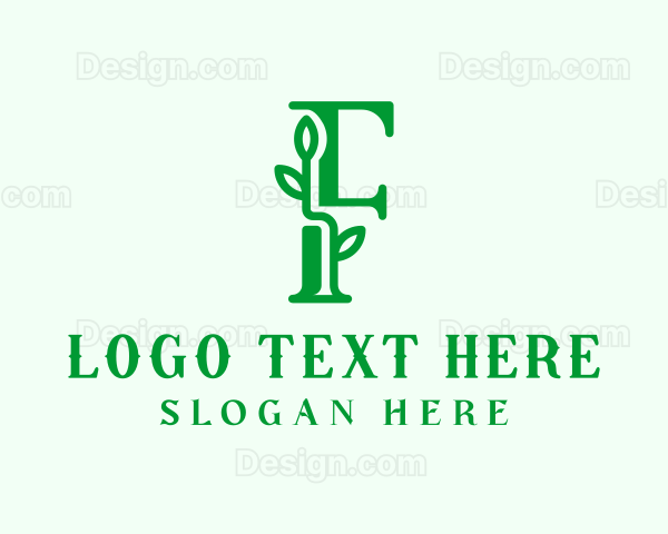 Organic Plant Letter F Logo