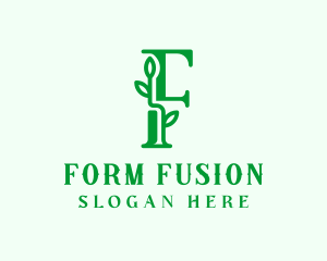 Organic Plant Letter F logo design