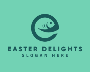 Fish Letter E logo design