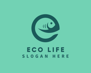 Fish Letter E logo design