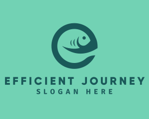 Fish Letter E logo design