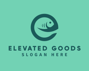 Fish Letter E logo design