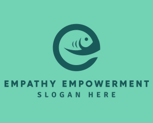 Fish Letter E logo design