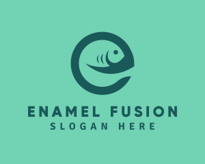 Fish Letter E logo design