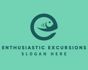 Fish Letter E logo design