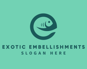 Fish Letter E logo design