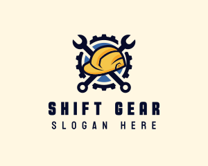 Wrench Gear Hard Hat Construction  logo design