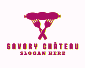 Glitch Sausage Fork logo design