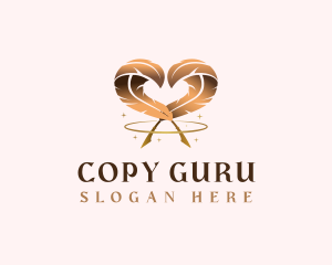 Heart Feather Quill  logo design